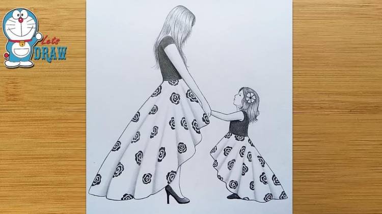Как нарисовать маму и дочку
