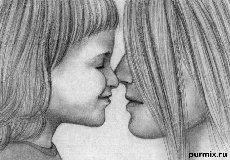 Как нарисовать маму с дочкой поэтапно