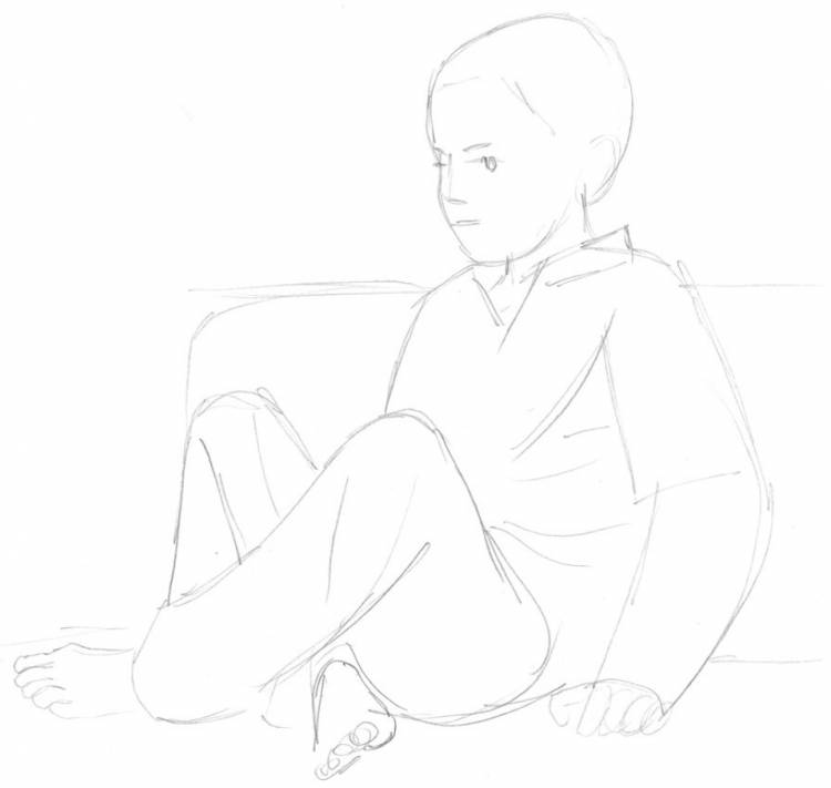 Поэтапное рисование сидящего человека