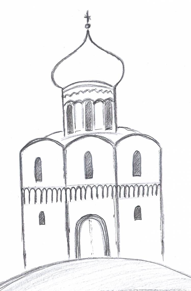 Древнерусский храм рисунок