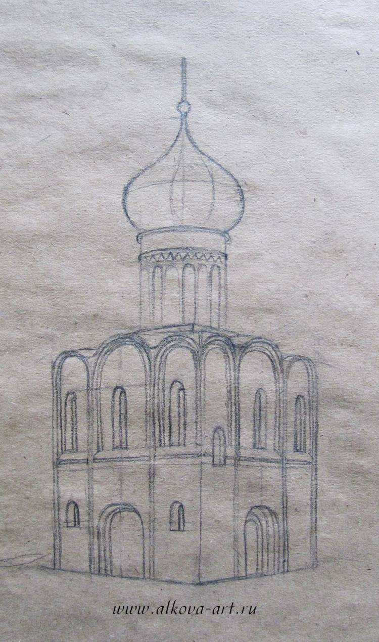 Церковь рисунок поэтапно