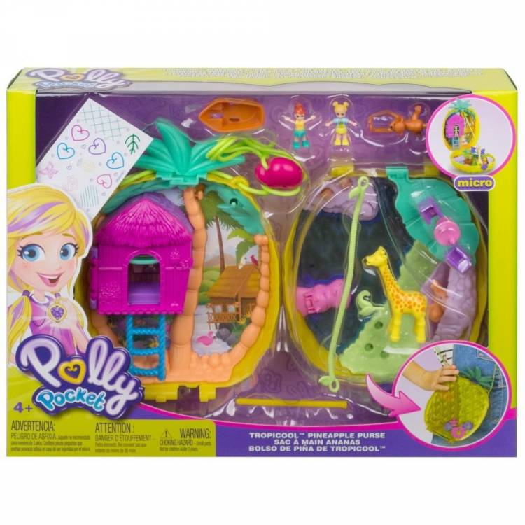 Набор Полли Покет сумочка Ананас (Polly Pocket Polly amp; Lila Tropicool Pineapple Wearable Purse Compact)