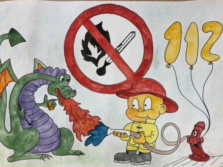 Детские рисунки на тему пожарной безопасности 