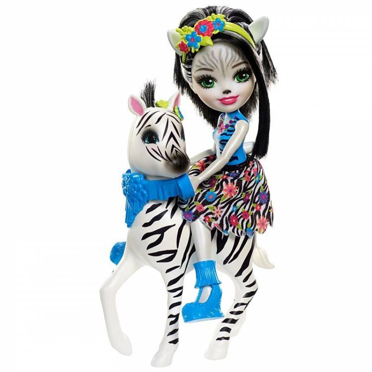 Кукла Enchantimals Елена Зебра с большим питомцем Хафитте Mattel