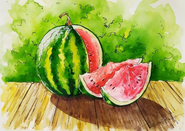 Рисование фруктов гуашью