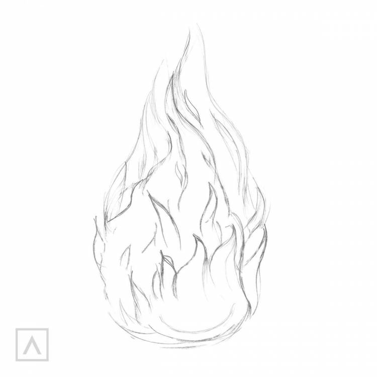 Огонь рисунок карандашом