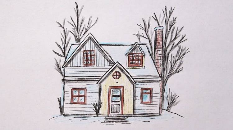 How to draw a house step by step easy