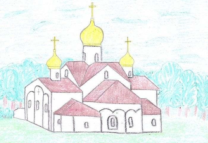 Детские рисунки храма или церкви для детей 