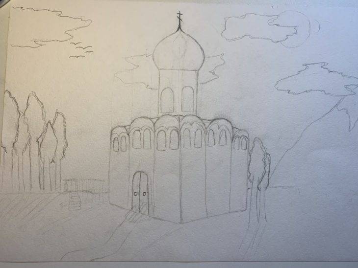Рисунки церкви для срисовки 