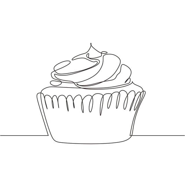 кекс одна линия рисования одной непрерывной рисованной минимализм дизайн векторные иллюстрации с редактируемой инсульта PNG , маффин клипарт, кекс, торт PNG картинки и пнг рисунок для бесплатной загрузки