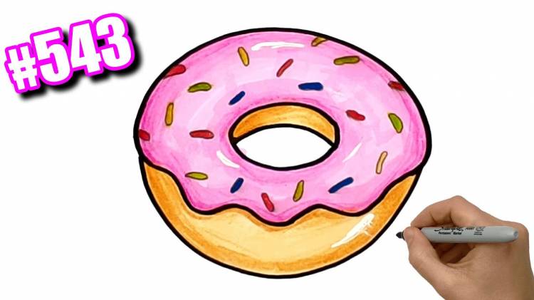 Как нарисовать красивый Пончик Donut простым способом