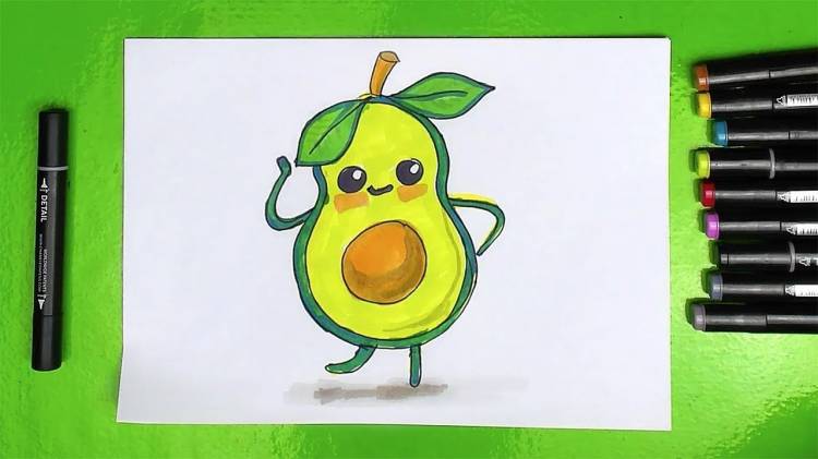 Авокадо рисунок маркерами
