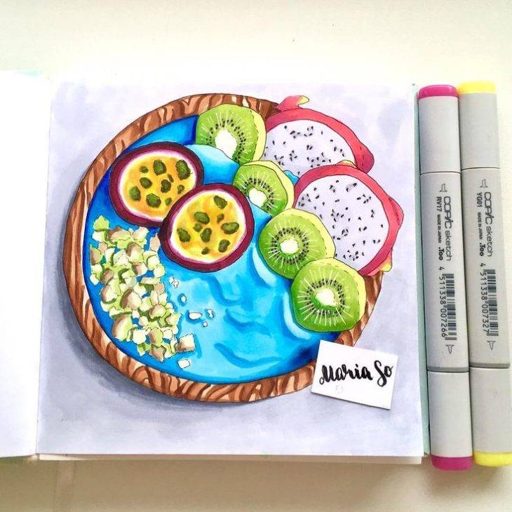 Рисунки для срисовки в скетчбук фрукты 