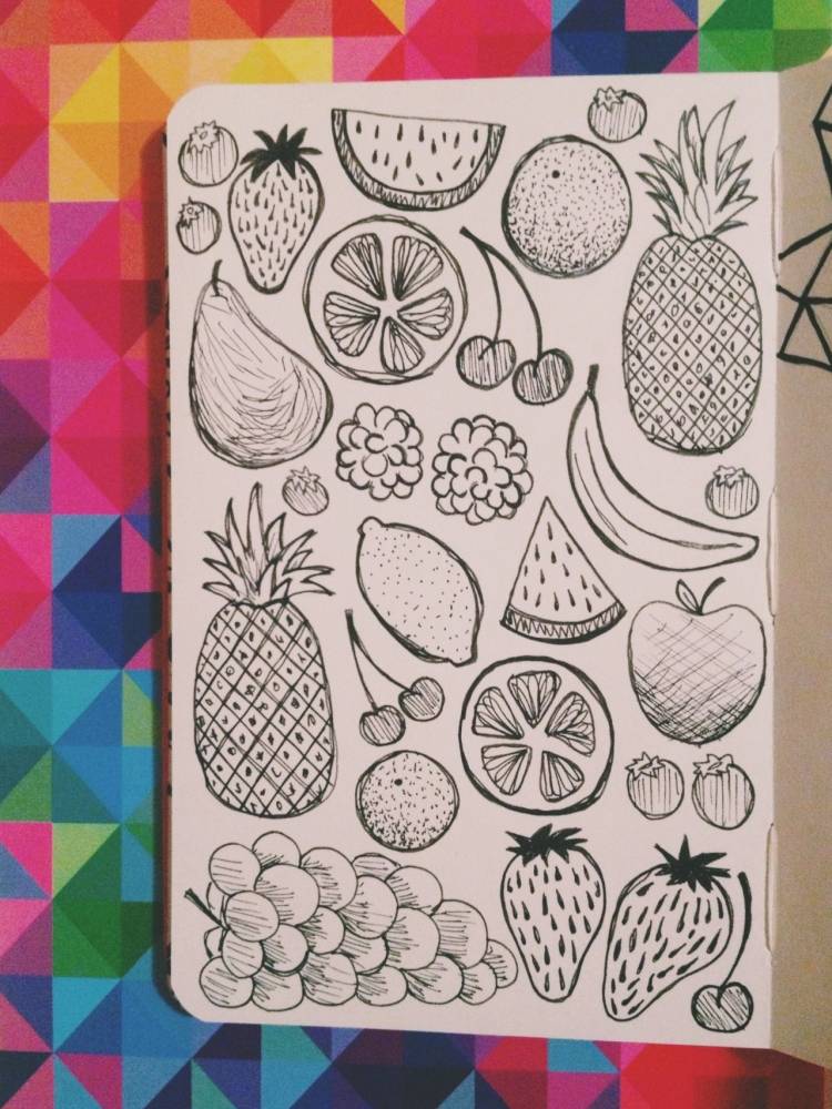 Рисунки для скетчбука фрукты лёгкие