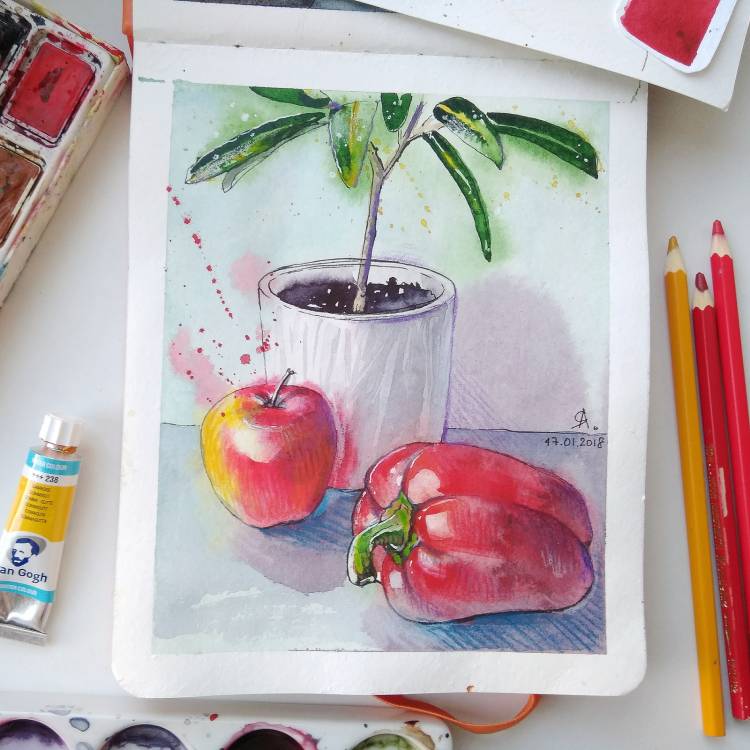 Рисунки для срисовки в скетчбук фрукты