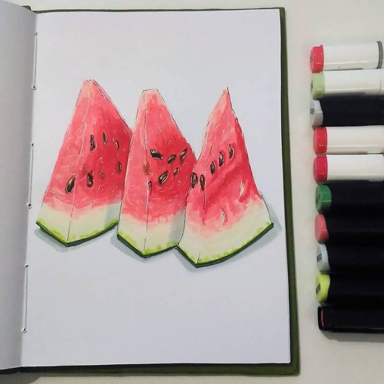 Рисунки для срисовки в скетчбук фрукты