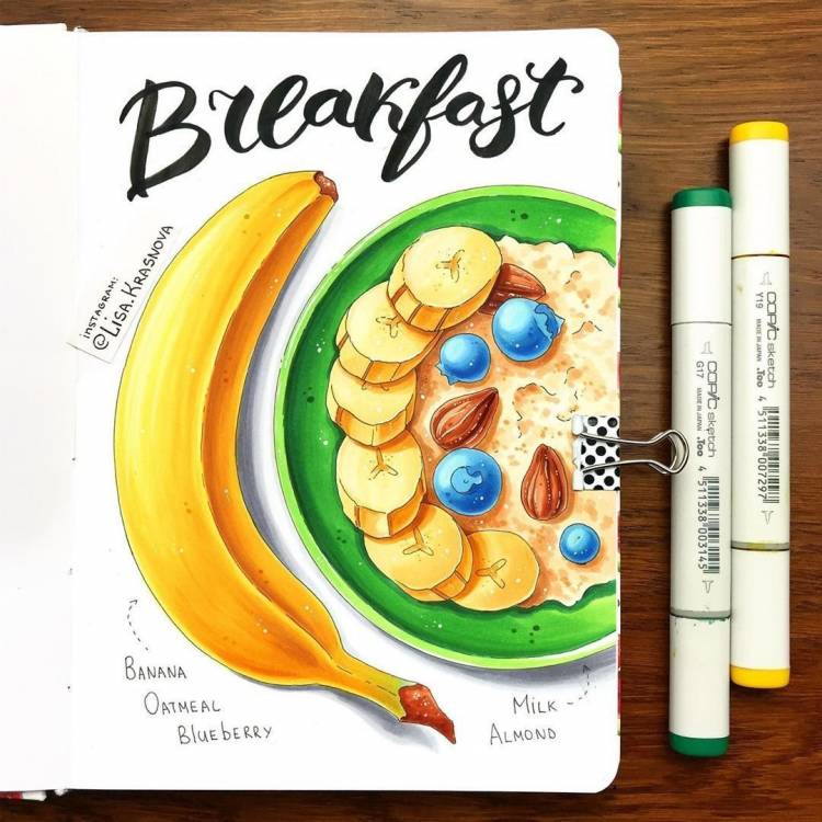 Рисунки для скетчбука маркерами еда