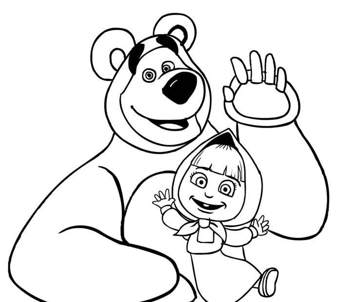 Картинки Маша и Медведь для срисовки