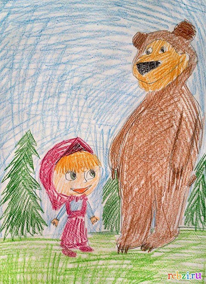 Детские рисунки маша и медведь