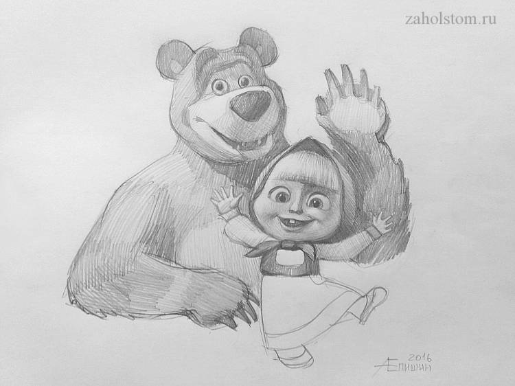 Рисунки для срисовки Маша и Медведь 