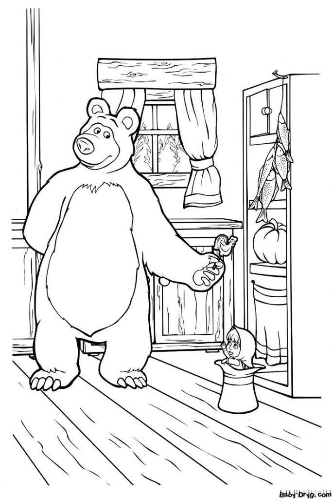 Рисунок для срисовки Маша и Медведь