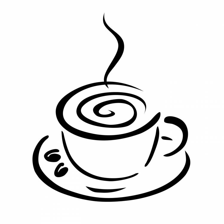 Чашка кофе контурный рисунок 