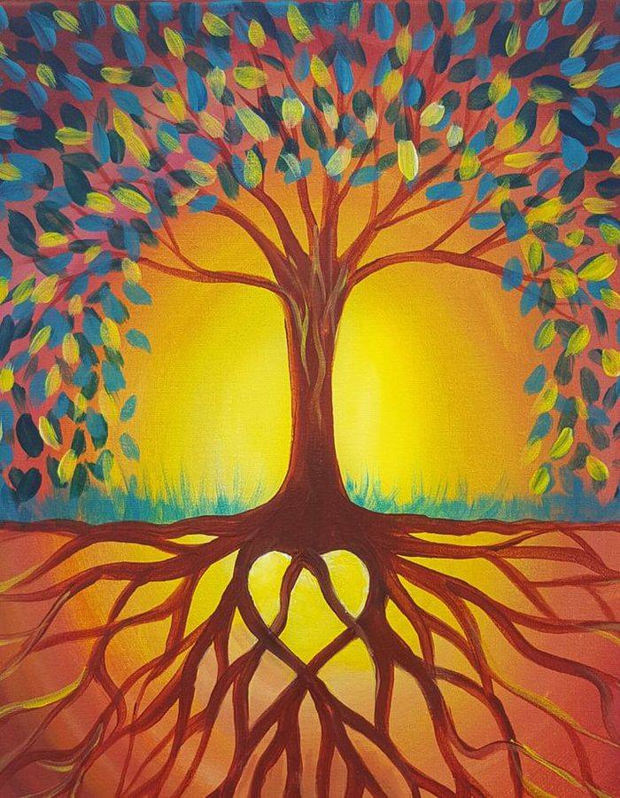 Дерево жизни рисунок цветными карандашами и красками