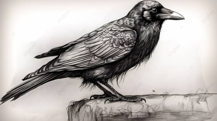 Эскиз жуткой морской вороны, ворона картинка для рисования фон картинки и Фото для бесплатной загрузки