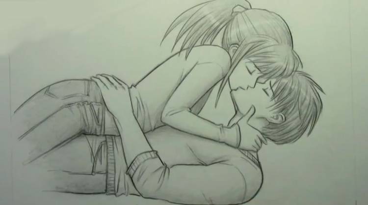 Рисунки аниме целуются 