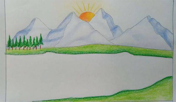 Рисунки природы для срисовки карандашом, акварелью, красками, гуашью лёгкие для детей