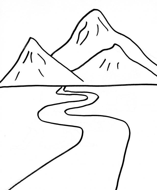 Рисунки карандашом горный пейзаж 