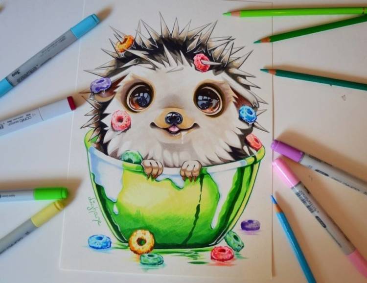 Рисунки для срисовки животных маркерами 