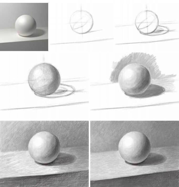Как нарисовать шар карандашом поэтапно