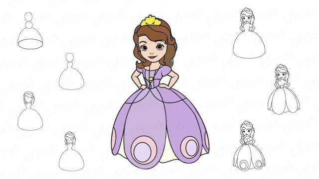 Легкие рисунки для срисовки принцессы 