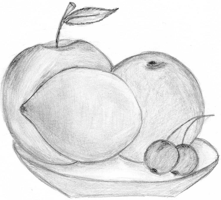 Легкий натюрморт с фруктами рисунок