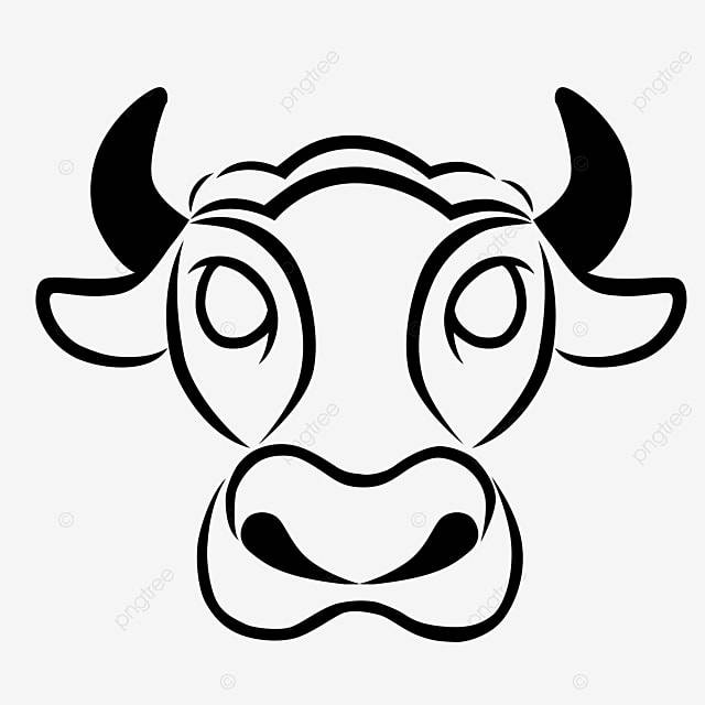 Значок рисования линии корова PNG , новый год, Год Быка