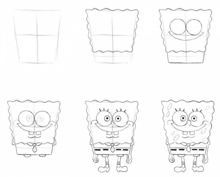 Как нарисовать Спанч Боба (губка квадратные штаны)