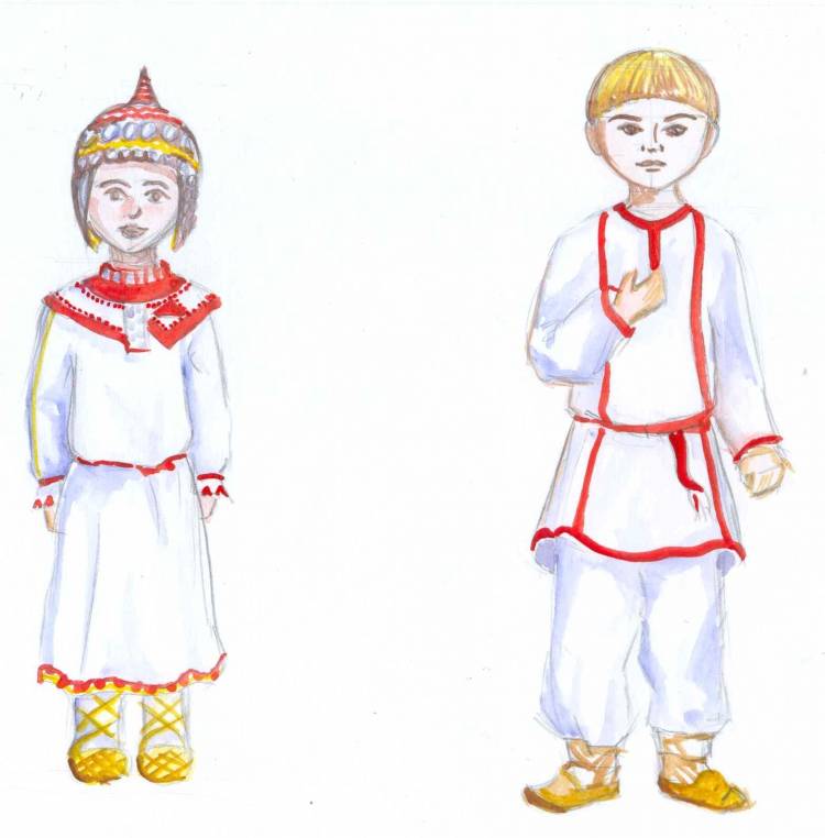 Национальный костюм чувашей рисунок