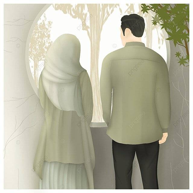 супружеская пара иллюстрация мусульманских мужчин и женщин говорящих на окне, пара, мусульманская пара иллюстрация, мужчины и женщины фон картинки и Фото для бесплатной загрузки