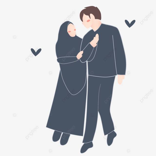 Иллюстрация счастливой мусульманской пары мужа и жены PNG , муж жена, мусульманская пара, счастлив в браке PNG картинки и пнг PSD рисунок для бесплатной загрузки
