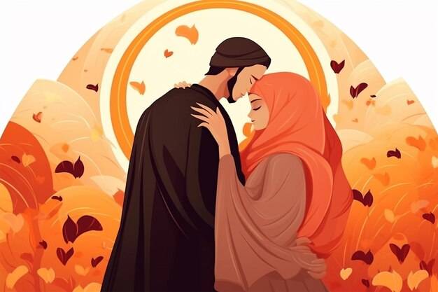Фото пара влюбленных мусульманская пара в любви иллюстрация