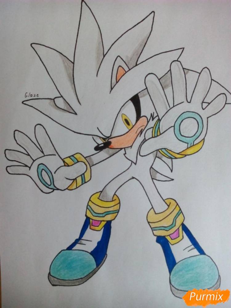 Как нарисовать Сильвера из аниме Sonic X поэтапно