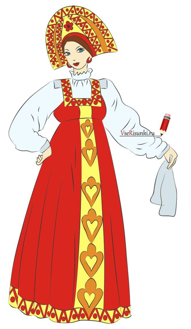 эскиз русский народный костюм