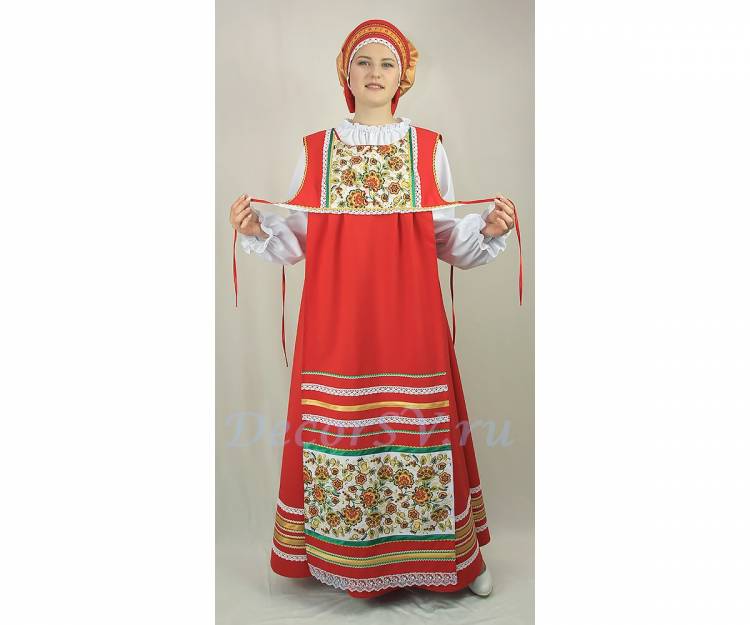 Русский народный костюм с рисунком Хохлома