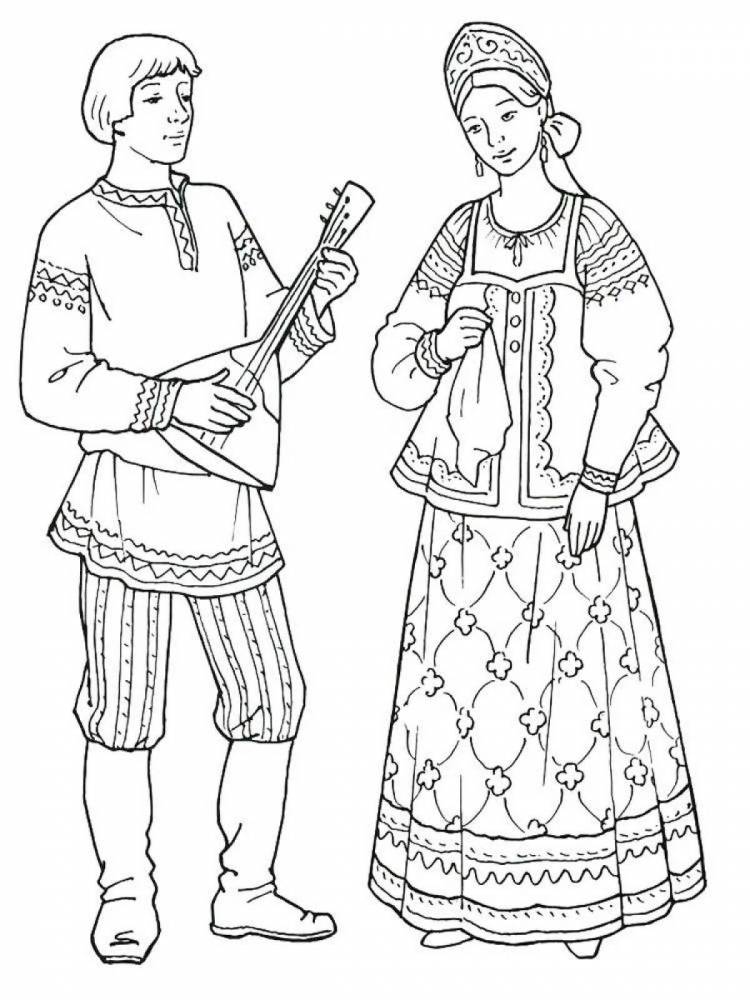 Картинки Мужской и женский русский народный костюм 