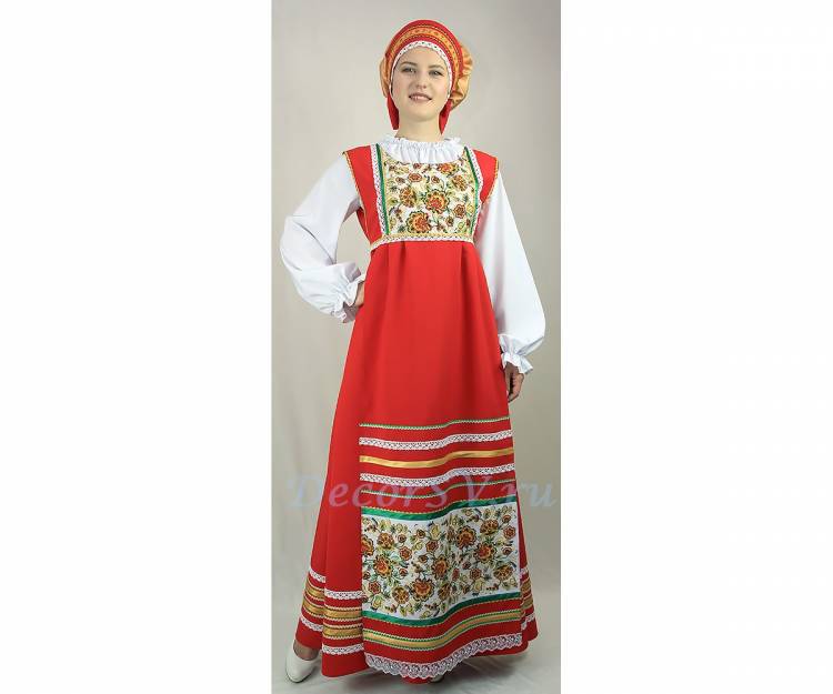 Русский народный костюм с рисунком Хохлома