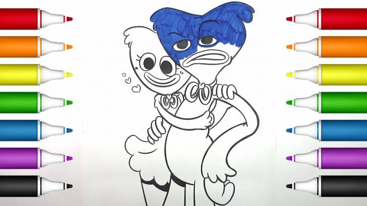 Самораскраска Huggy Wuggy amp; Kissy Missy Coloring Page