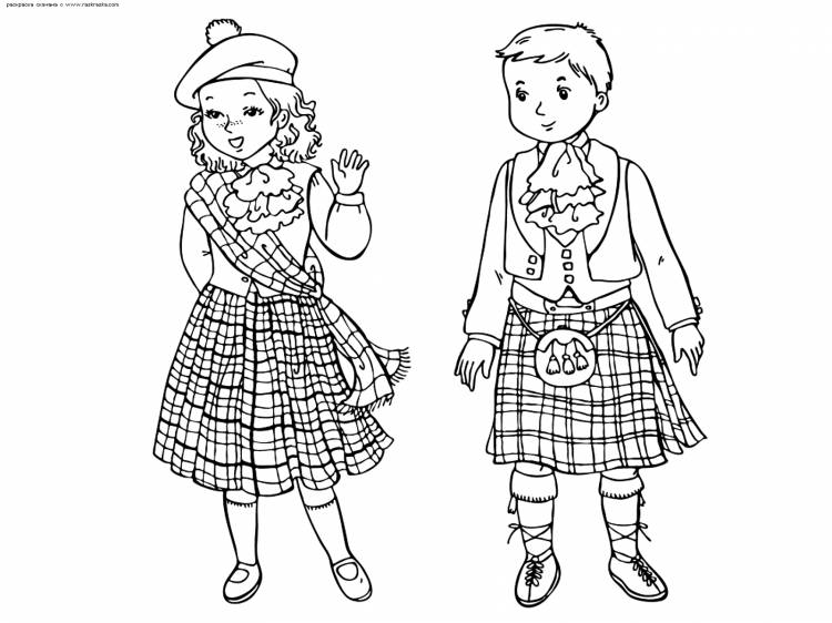 Раскраска Шотландские дети (шотландия)