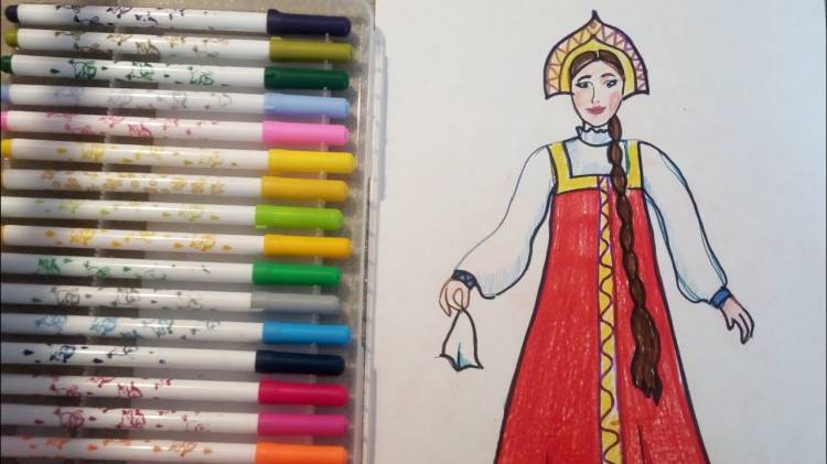 Как нарисовать девушку в традиционном русском костюме