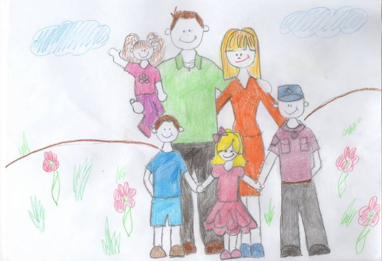 Рисунок на тему дружная семья